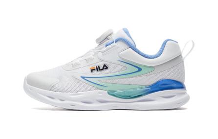 FILA KIDS Soft Muffin Slip-Resistant Cushioning Low-Top Kids' Running Shoes White Blue Children Aged 3-7 Years Old