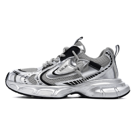 EBLAN Breathable Height Increasing Low-Top Chunky Sneakers Unisex Silver