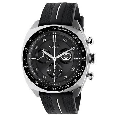 GUCCI Interlocking Watch Quartz Movement Rubber Strap 41mm Black Dial Men's Watch 100m Water Resistant Fashion Style