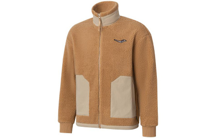 saucony Color Block Zip Stand Collar Jacket Men's Smoky Brown