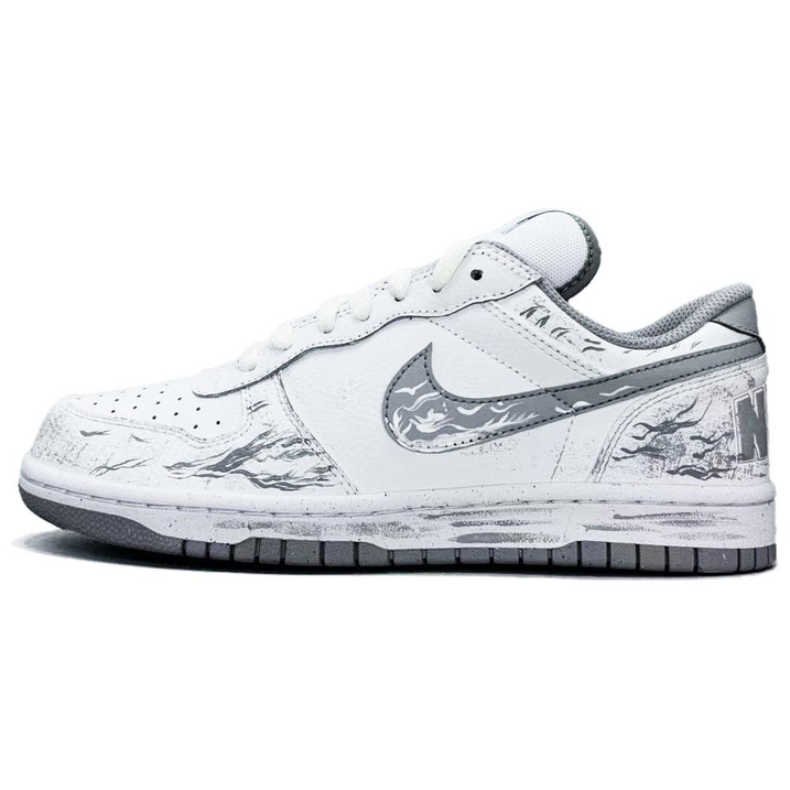 Nike Big Flame Wave Low-Top Skate Shoes Unisex Black White