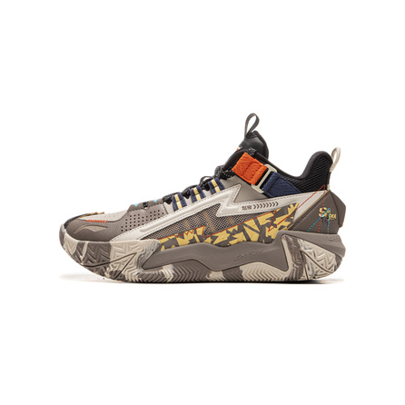 Li-Ning Kids Basketball Series Versatile Anti-Slip Durable Bounce Mid-Top Children's Basketball Shoes Dust Smoke Grey Kids'
