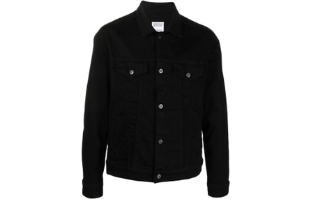 Marcelo Burlon FW22 Relaxed Lapel Solid Color Single-Breasted Denim Jacket Men's Black
