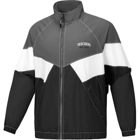 Skechers SS25 Fashion Sport Series Wind Series Fashion Comfortable Soft Skin-Friendly Versatile Jacket Unisex Volcano Grey Black White Colorblock-05D3