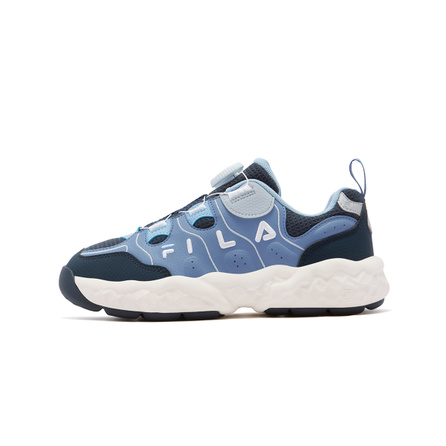 FILA KIDS Heritage-FHT Synthetic Leather Fabric Waffle Sole Easy Dial Design Comfortable Fashion Durable Basketball Shoes Eternal Blue/Berry Blue Kids
