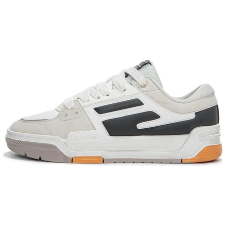 ERKE Comfortable Versatile Retro Fashion Color Block Slip-Resistant Wear-Resistant Low-Top Skate Shoes Men's White Gray