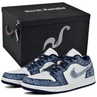 Jordan Air Jordan 1 Galaxy Blue and White Porcelain Gift Box Hand-Painted Refreshing Exquisite Trendy Fashion Versatile High Street Wear-Resistant Low-Top Retro Basketball Shoes Men's Blue White Белый и синий-Подарочная коробка 3