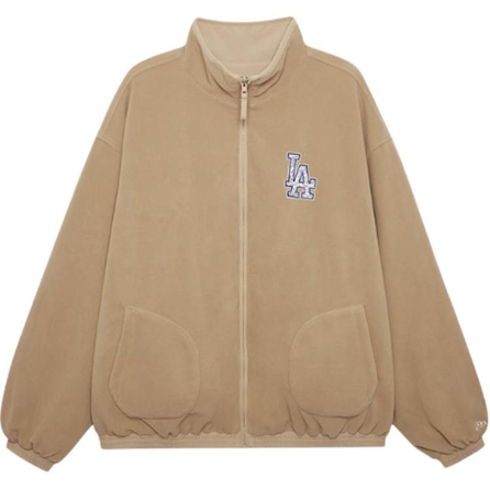 New Era FW24 MLB Logo Reversible Loose Warm Zippered Stand Collar Long Sleeve Jacket Coat Unisex Khaki
