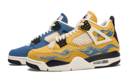 [Custom Sneakers] Jordan Air Jordan 4 811 Made Cloud Cross Mandarin Duck Colorblock Eastern Aesthetics Elegant Artistic Trendy Cool Personalized Cushioning Anti-Slip Low-Top Retro Basketball Shoes Unisex White/Yellow/Blue