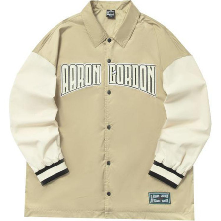361° Letter Print Fleece-Lined Thickened Color Block Loose Collar Jacket Unisex Tumbleweed/Wool White