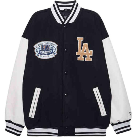 New Era FW24 MLB Los Angeles Dodgers Logo Letter Single-Breasted Long Sleeve Baseball Jacket Unisex Black