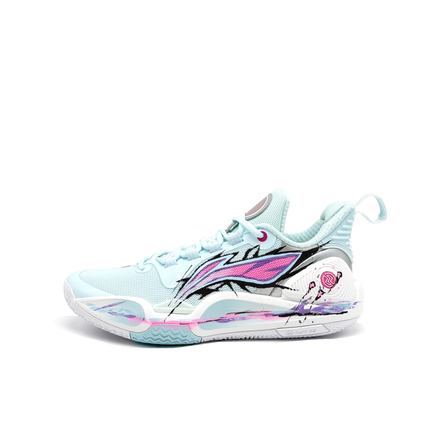 Custom SneakersLiNing Flash 9 Ink Flame Splatter Gradient Sports Fashion Versatile Trendy Low-Top Full Palm Light Foam Plus Basketball Shoes Men's Blue
