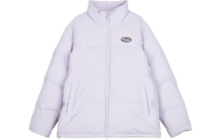 Skechers Letter Print Stand Collar Cropped Long Sleeve Puffer Down Jacket Unisex Heather Purple