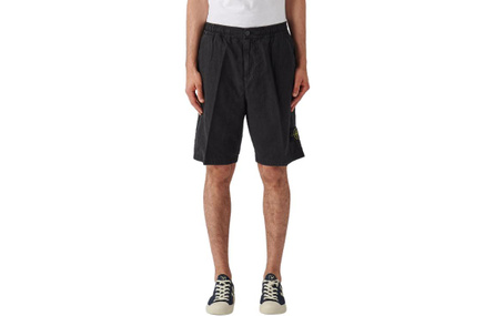 STONE ISLAND SS24 Solid Color Low-Rise Zip Logo Print Slim Fit Straight Leg Shorts Men's Black