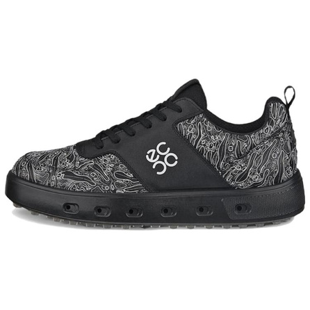 ECCO Street 720 Series Leather Comfortable Simple Low-Top Golf Shoes Men's Black
