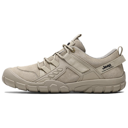 Jeep PU Synthetic Leather Spring Autumn Winter Outdoor Sports All-Scenario Classic Minimalist Vintage Trendy Fashion Versatile Premium Feel Daily Commute Travel Camping Anti-Slip Wear-Resistant Impact-Resistant Lightweight Low-Top Hiking Shoes Men's
