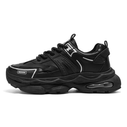 PLAY COBBLER Synthetic Leather Versatile Breathable White Sneakers Sport Trendy Shoes Thick Sole Slip-Resistant Wear-Resistant Height-Increasing Low-Top Dad Shoes Men's