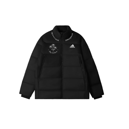 [Custom Apparel] adidas BAFFLE DOWN Lucky Three Flowers YMK Design Print Youth Minimalist Casual Outdoor Solid Color Sporty Warm Puffer Down Jacket Unisex