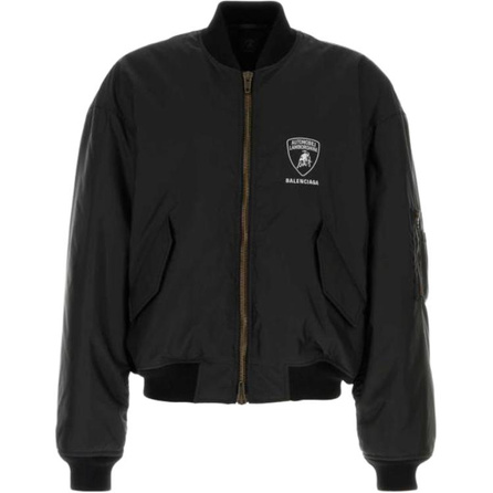 Balenciaga Zipper Baseball Collar Long Sleeve Pilot Jacket Coat Men's Black