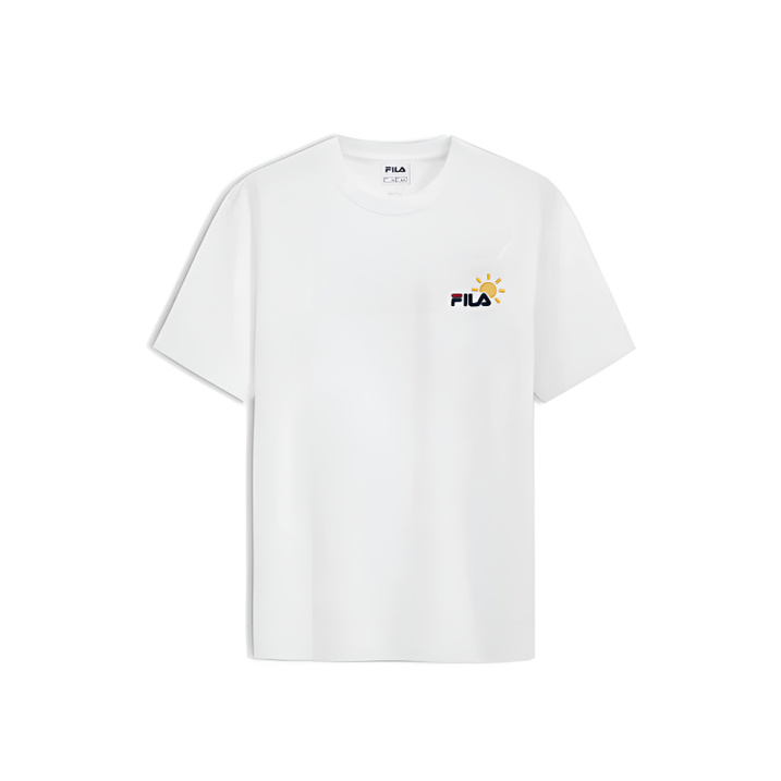 [Custom Apparel] FILA Summer Drywave Logo Hand-Embroidery Letter Campus Italian Aesthetic Fresh Minimalist Versatile Pure Color Light Yoga T-Shirt Korean Style Unisex