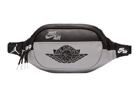 Jordan Synthetic Leather One Shoulder Crossbody Bag Sling Bag Fanny Pack Small Size Unisex Shadow Gray/Black Gray