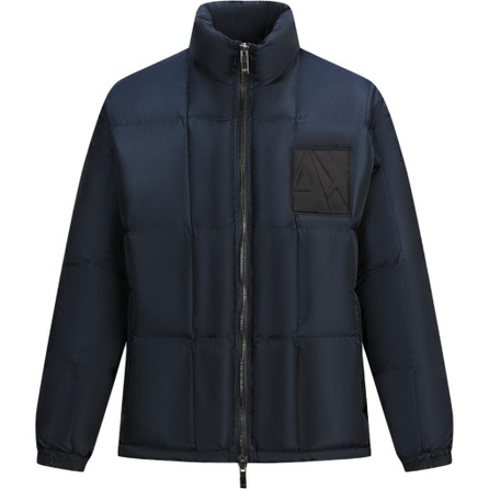 ARMANI EXCHANGE AE FW24 Regular Fit Stand Collar Two-Way Zipper Long Sleeve Down Jacket Men's Navy Blue