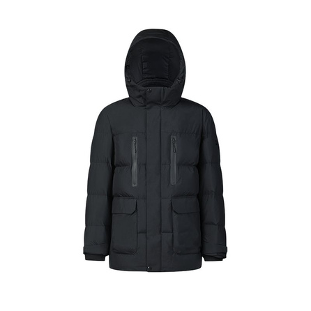 FILA James Jean Collaboration Series EXPLORE Hooded Zipper Long Sleeve Down Jacket Men's Deep Black