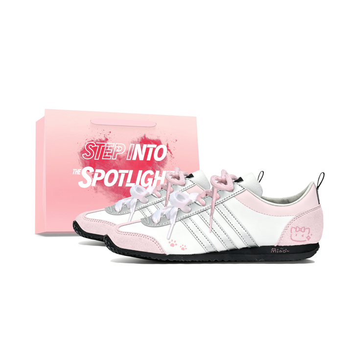 Custom Sneakersadidas VS JOG 2.0 Little Cat Paw Gift Box LOVE Sweetheart Valentine Gift Versatile Cute Low-Top German Training Shoes Unisex Pink Silver White