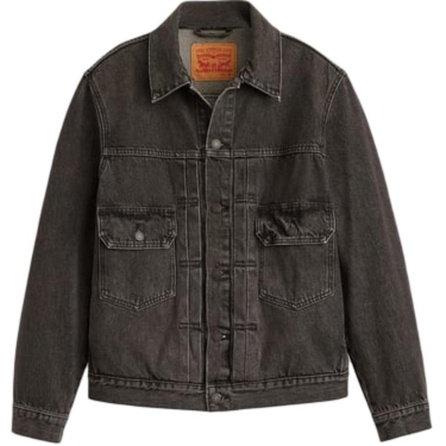 levi’s Solid Color Single-Breasted Loose-Fit Denim Jacket Men's Black