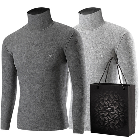 SEPTWOLVES High Neck Windproof Series Pure Cotton Brushed Single Shirt Anti-Bacterial Autumn Winter Base Layer Turtle Neck Slim Fit Top All Cotton Shirt Men's Underwear Inner Layer Long Sleeve T-Shirt Top Men's 2-Pack