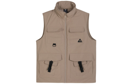 Peak Multi-Pocket Windproof Functional Workwear Stand-Collar Cotton Vest Men's