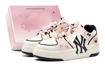 Custom SneakersMLB Chunky Liner Romantic Gift Black Cat Bow Elegant Comfortable Wear-Resistant Height-Increasing Special Gift Box Low-Top Casual Skate Shoes Unisex Pink Black
