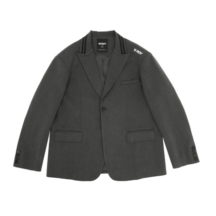 NERDY Oversized Shoulder Pad Blazer Unisex Charcoal