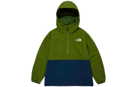 THE NORTH FACE Eco Bandon Half Zip Pullover Color-Block Logo Jacket Men's Blue Green