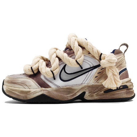 Nike Air Monarch 4 Anti-Slip And Wear-Resistant Height Increasing Low-Top Chunky Sneakers Unisex Gray White