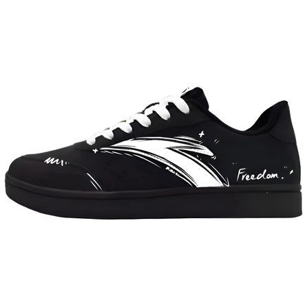 [Custom Sneakers] Anta Vitality Wild Graffiti Trendy Simple Street Fashion Versatile Preppy Youthful Exquisite Hand-Painted Shock-Absorbing Wear-Resistant Lightweight Low-Top Skateboard Shoes Unisex Black