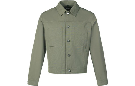 Zzegna SS22 Solid Color Casual Cropped Long Sleeve Jacket Coat Men's Light Olive Green