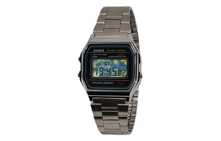 Custom Watch CASIO Modified Series Silver Resin Case Classic Retro A158WA-1 Modified - Van Gogh Starry Night Custom Quartz Movement Stainless Steel Band Japanese Korean Watch Unisex Black Dial