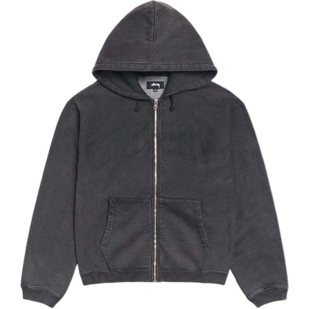 Stussy Classic Letter LOGO Washed Zip-Up Hooded Fleece-Lined Sweatshirt Unisex