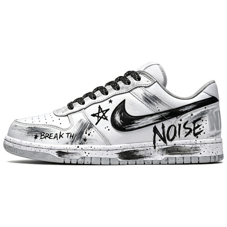 [Custom Sneakers] Nike Big Graffiti Design Sense Fashion Trendy Comfortable Versatile Premium Niche Low-Top Skate Shoes Men's Black Grey
