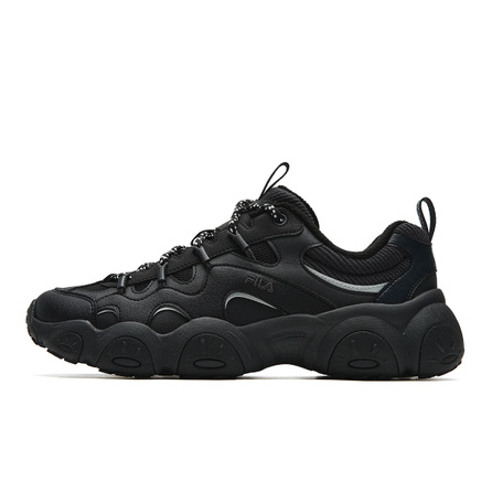 FILA FLUID 7 WE Cat Paw 7th Gen Fleece-Lined Edition Casual Fashion Vintage Classic Versatile Simple Trendy Comfortable Warm Wear-Resistant Lightweight Breathable Low-Top Dad Shoes Men's Horse Black/Black Sand Gray