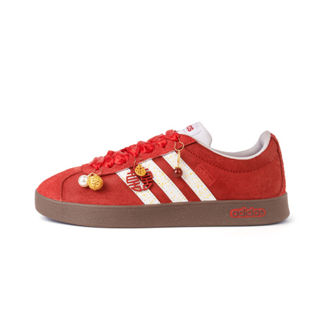 [Custom Sneakers] adidas neo VL Court Lifestyle 'Dragon & Phoenix Marriage' Small Flower Xiuhe Wedding Shoes Chinese Wedding Double Happiness Pendant Anti-Slip Wear-Resistant Low-Top Sneakers Unisex Red