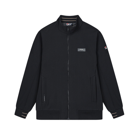 FILA American Retro Stand Collar Basic Sport Logo Zip Jacket Coat Men's Jet Black