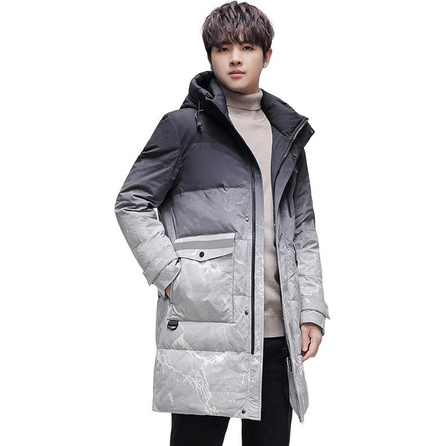 SNOW FLYING Outdoor Zipper Fashion Mid-Length Hooded Warm Gradient Thick Windproof Snow Mountain Casual Wear 90% Down Jacket Men's