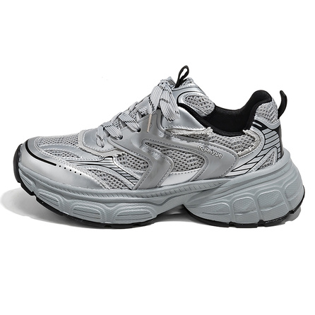 Feiyue Comfortable Slip-Resistant Platform Low-Top Dad Shoes Men's Silver