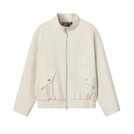 FILA HERITAGE Fashion Simple Classic Retro Casual Versatile Comfortable Loose Woven Jacket Men's Rice Spike White