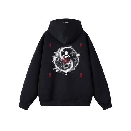 CLOT X CLOTTEE American Vintage Heavyweight Basic High Street Trendy Digital Direct Print Brand Logo Tai Chi Design Comfortable Casual Minimalist Versatile Skin-Friendly Soft Fashion Long Sleeve Pullover Hoodie Unisex