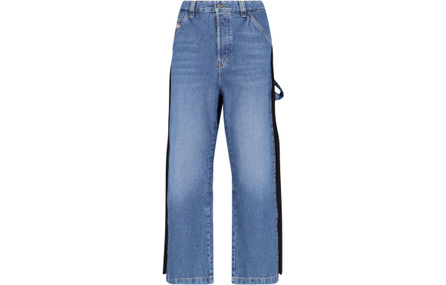 DIESEL Loose Solid Color Zip Straight Leg Jeans Men's Blue