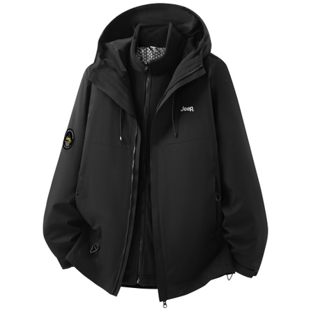 Jeep Outdoor Luxury Series American Retro High Street Style Letter Logo Loose Casual Daily Versatile Comfort Graphene Warm 3-in-1 Detachable Liner Windproof Jacket Unisex