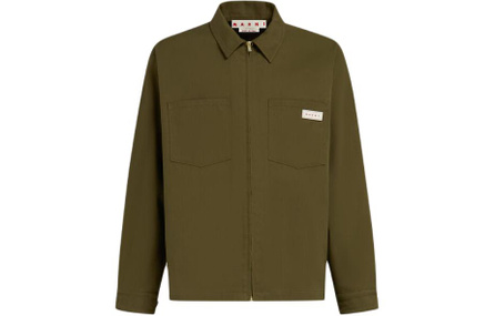 MARNI Lapel Fitted Zip Chest Pocket Long Sleeve Jacket Coat Men's Green